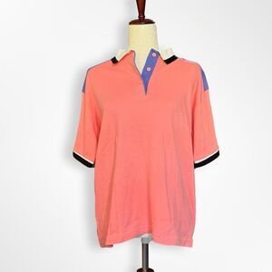 Vtg 80s Sun Sport Golf Polo Coral in Coral Embroidered Crest, L